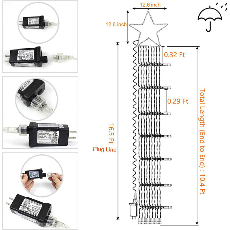 Guirlande de 320 lumières Star, Blanc chaud