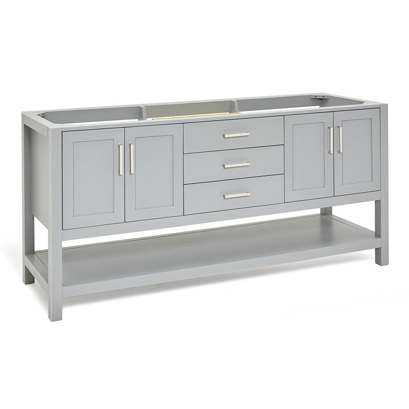 Base de meuble-lavabo double 72 po Pawley en gris seulement, Gris