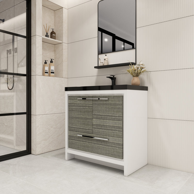 Ensemble de meuble-lavabo simple 36 po Enville, Gris cendre très lustré