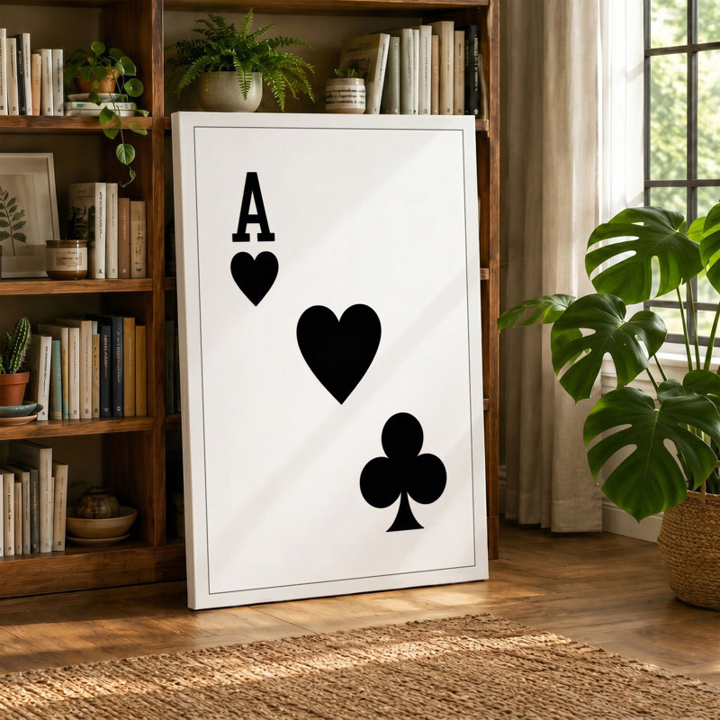 Ace and Hearts Geometric - Wrapped Canvas, White Border, 30x20 - 76.2 x 50.8 cm