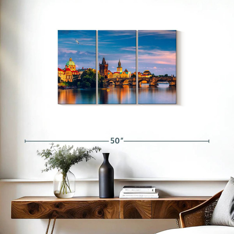 Charles Bridge And Cityscape, 20" H x 33" W