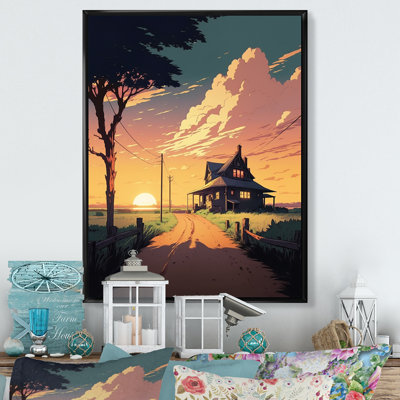 " Sunset Behng Farmhousen The Country "
