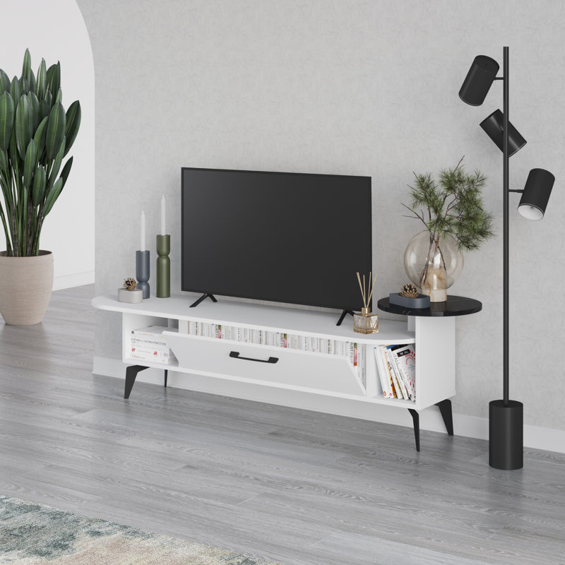 Abas TV Stand for TVs up to 65", White/Black
