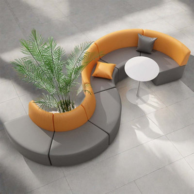 Grey orange curved module creative sofa