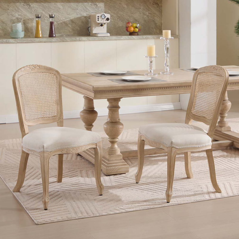Chaises rembourrées avec dossier en T en rotin naturel