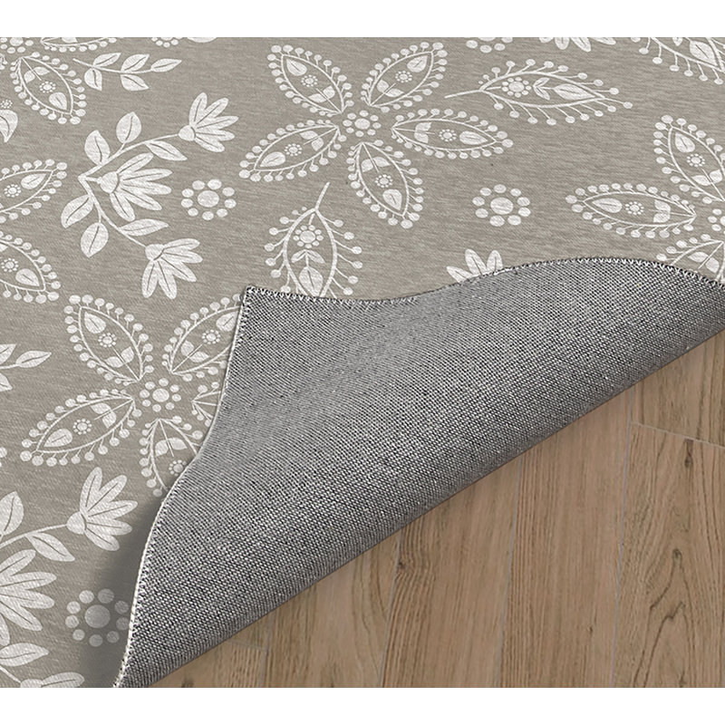 Boho Low Pile Carpet Straight Rectangular Chairmat, Gray/Beige, Rectangle 5' x 7'