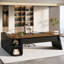 Bureau de direction en L 78,7 po avec classeur, grand bureau avec rangement-1019607157
