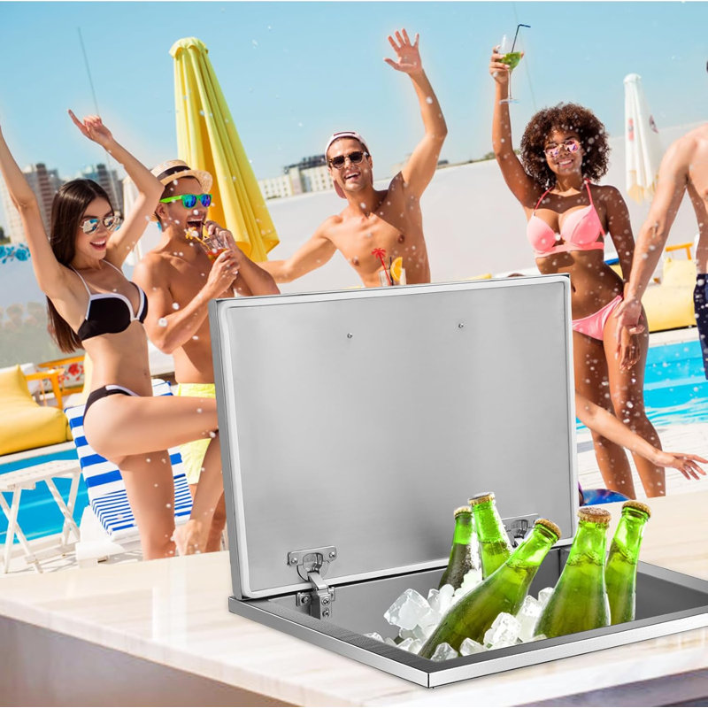 Boîte à glaçons en acier inoxydable, bac à glaçons commercial pour barre de cuisine extérieure