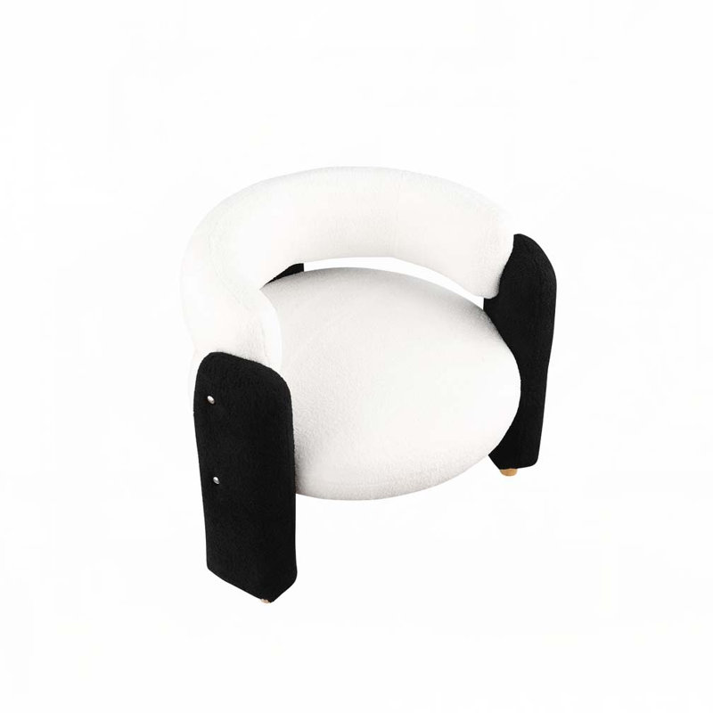 Fauteuil d'appoint rembourré en tissu Chetanna, Blanc / tissu noir