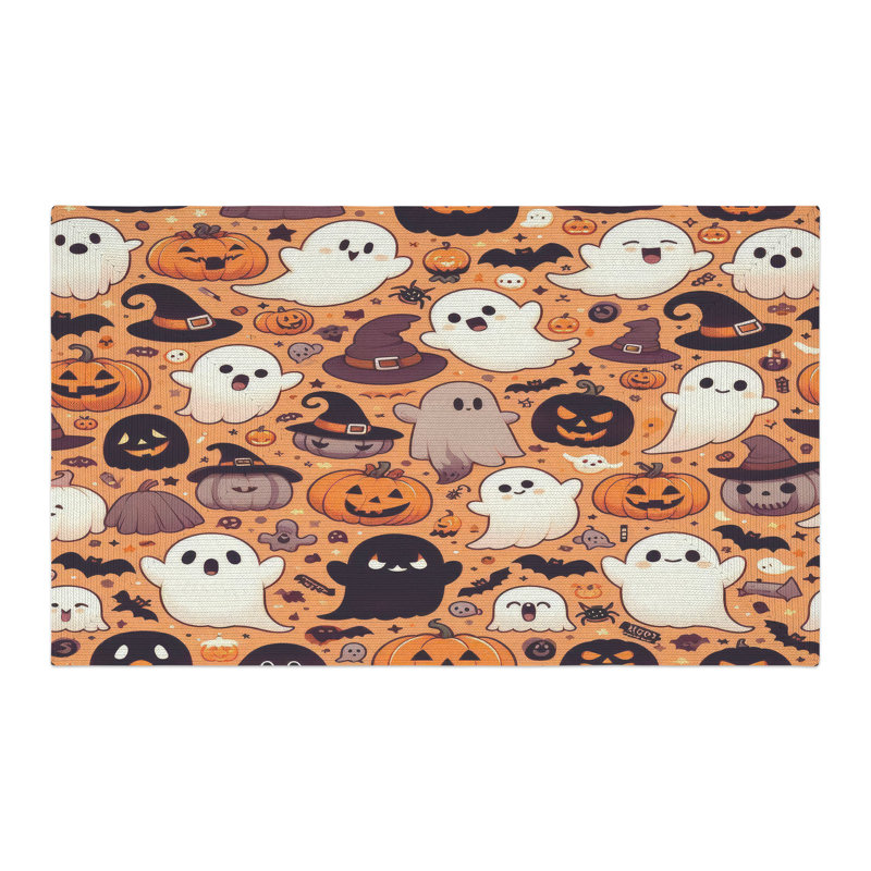 Tapis tressé Ghostly Gourds, Rectangulaire 3 pi x 5 pi