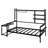 Metal Daybed With Removable Movable Desk, Metal Bed With Metal Grid And Shelves And Clothes Hanger-250746027-250746026