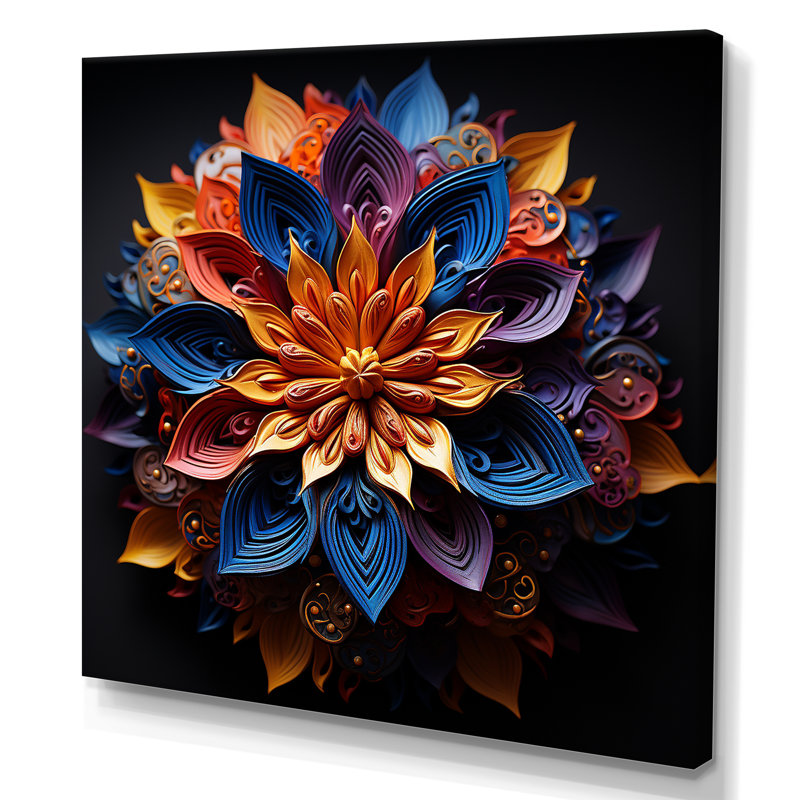 Hindouisme Mandala Lotus méditation I sur toile, Toile tendue, H 30 po x l 30 po x P 1 po