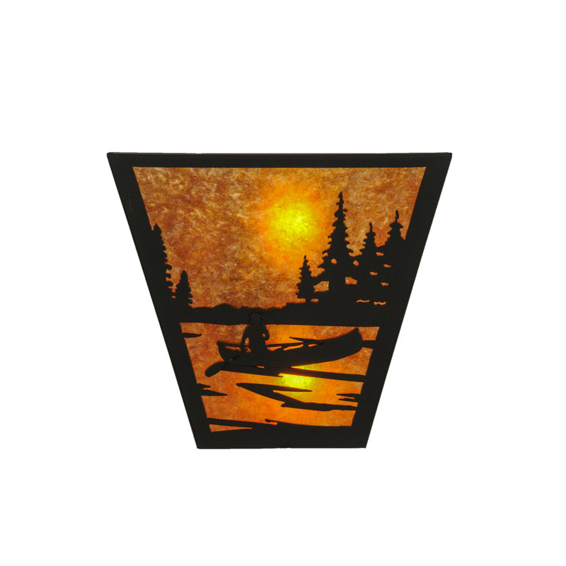 Rustic Lodge Flush Mounted Sconce, Black, 11.5" H x 13" W x 6.5" D