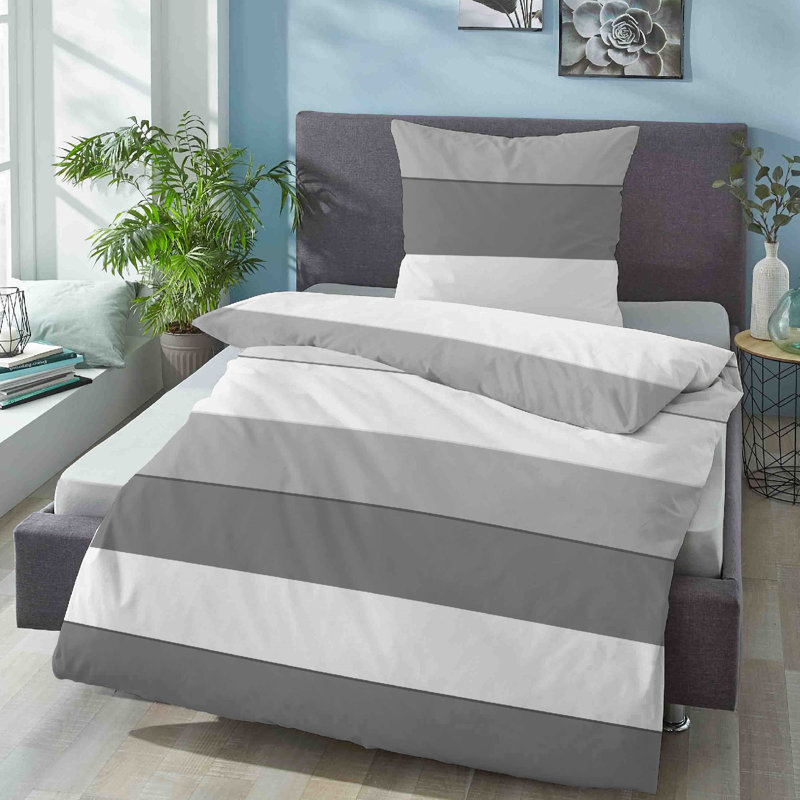 Sateen 80 TC 2 Piece Duvet Cover Set, 155 x 220 cm + 80 x 80 cm , Gray