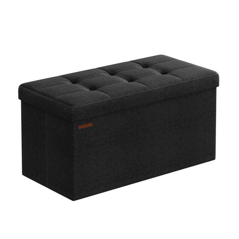 Banc de rangement avec repose-pieds pliant, Noir, Tissu Oxford