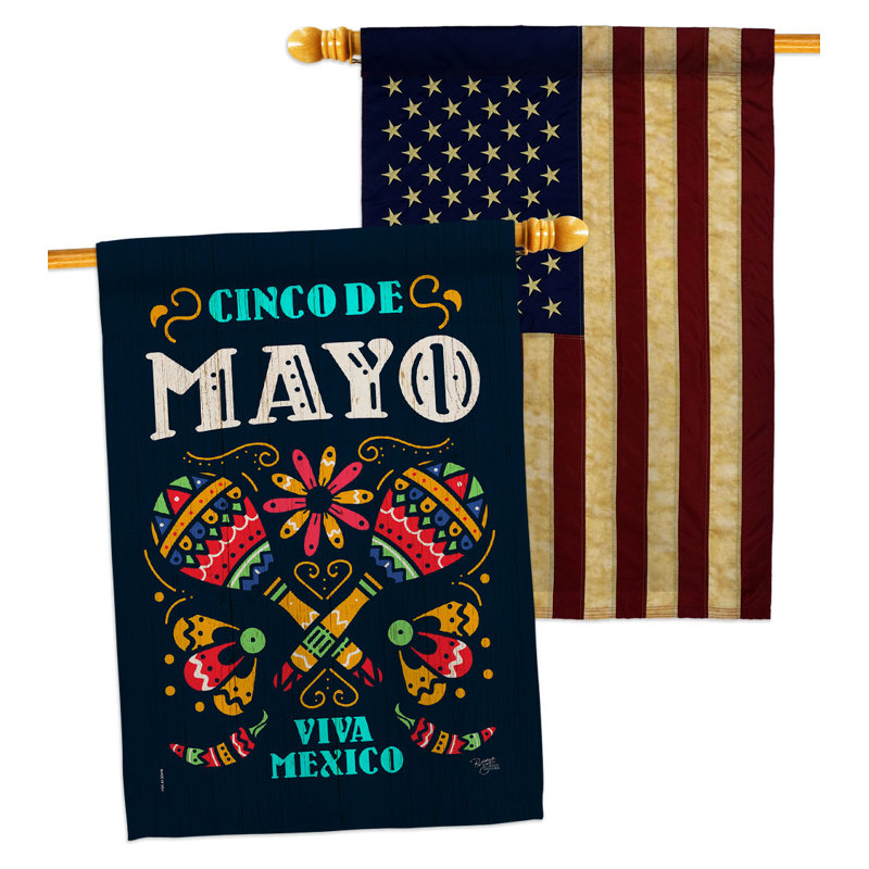 Drapeau de maison en polyester à 2 côtés Viva Mexico H 40 x l 28