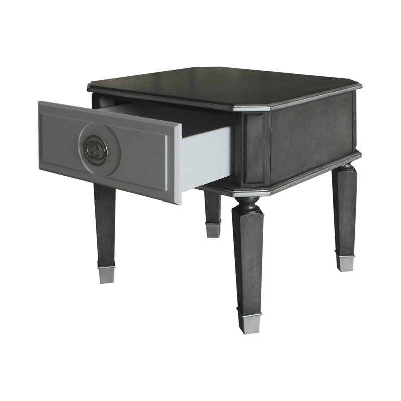 Table de bout à 1 tiroir Baretta en gris anthracite et gris