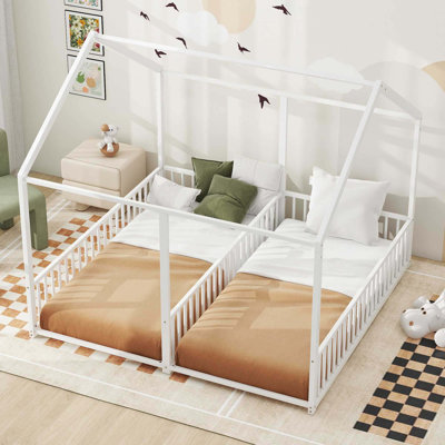 Metal House Platform Beds,Two Shared Beds
