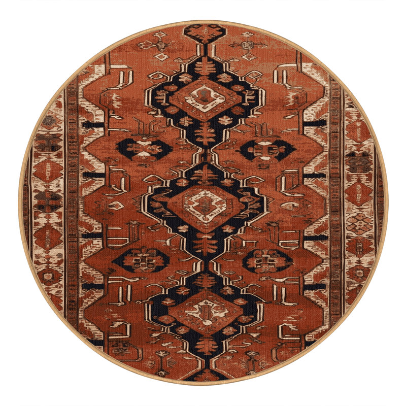 Tapis brun lavable à la machine, Rond 4 pi