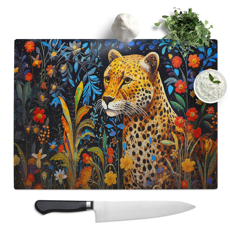 Cheetah Contemporary  Glass Chopping Board