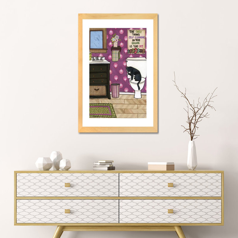 " Self Cleaning " by Jamie Morath, Beige Wood Framed Paper, White, 24" H x 16" W x 1" D