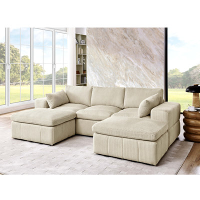 Canapé modulaire rembourré avec 2 repose-pieds