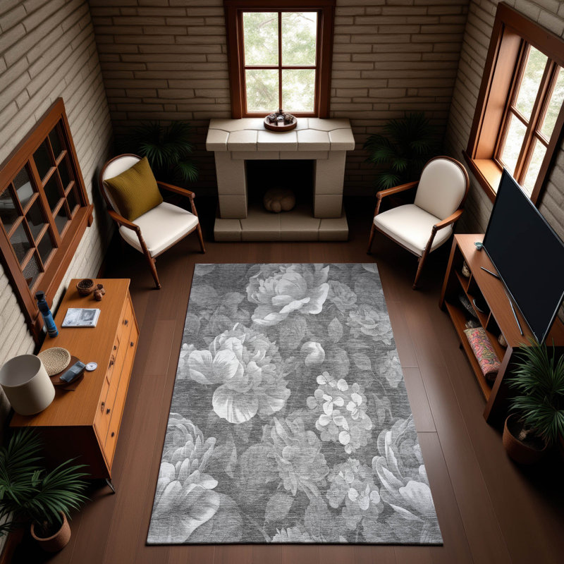 Tapis floral lavable à la machine Premium AMF1561, Rectangle 9 pi x 12 pi