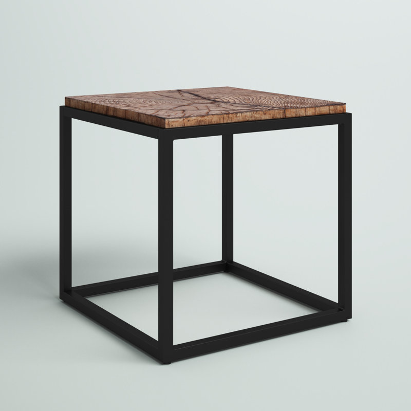 Allise Square Metal Outdoor Side Table , 22'' in. W 22'' in. D, Wood