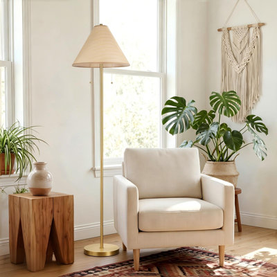Lampe sur pied moderne 66 "avec abat-jour en rotin