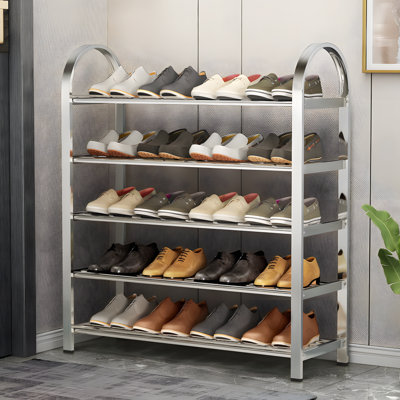 Étagère à chaussures à 5 niveaux en acier inoxydable 86 cm avec assemblage facile