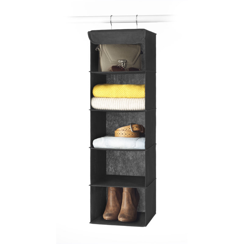 Hanging Shelves- 5 Section - Closet Organizer, Black