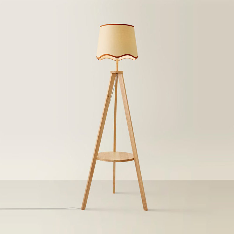 Ryelan 151cm Tripod Floor Lamp, Natural/Red, Natural, No