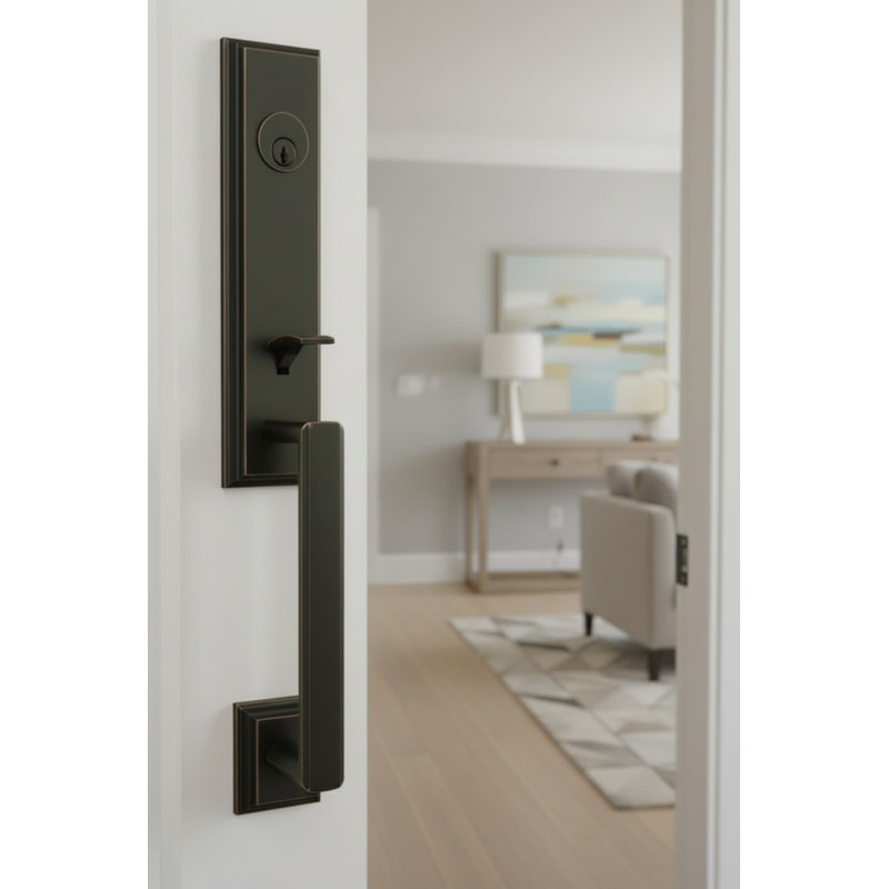 Woodward Entry Handle With Impresa Knob, Oil Rubbed Bronze