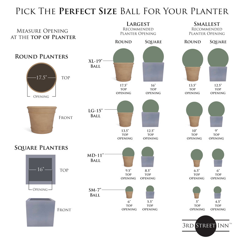 Assortiment de balles topiaires 3Rd Street Inn Boxwood (XL) (3) - Chaque