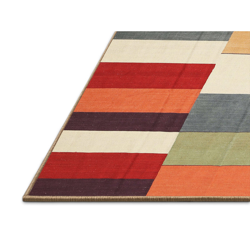 Tapis de zone rouge/mauve contemporaine, Rectangle 5 pi x 8 pi