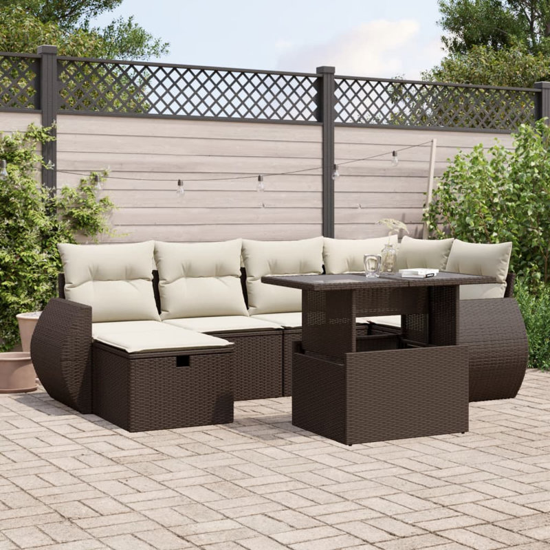 Vidaxl Garden Sofa Set Brown, Cream White