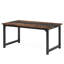 Bureau d'ordinateur brun patiné avec cadre en métal noir et rayures décoratives pour espaces de travail rustiques-1298486911