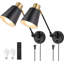 Appliques murales télécommandées avec température de couleur et luminosité réglables, conception à bras pivotant, minuterie et veilleuse, câblées ou à brancher, ampoules incluses