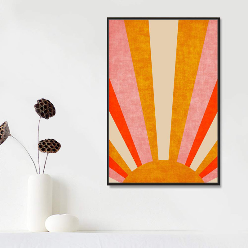 Soleil et lune, soleil abstrait texturé, formes géométriques, illustrations, style Mid-Century moderne, Noir