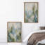 Doux vert bleu abstrait botanique encadré, art mural de la chambre principale, 2 pièces-1894375095-1894375096