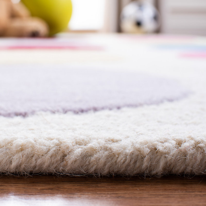 Tapis ivoire en laine / coton touffeté à la main Krystyna, Carré 7 pi