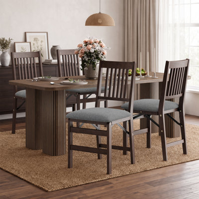 Padded Stackable Folding Dining Chairs with Solid Wood Frame, No Assembly