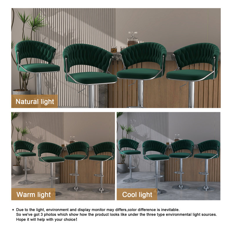 Tabouret de bar Christal, Vert foncé, Argent argent