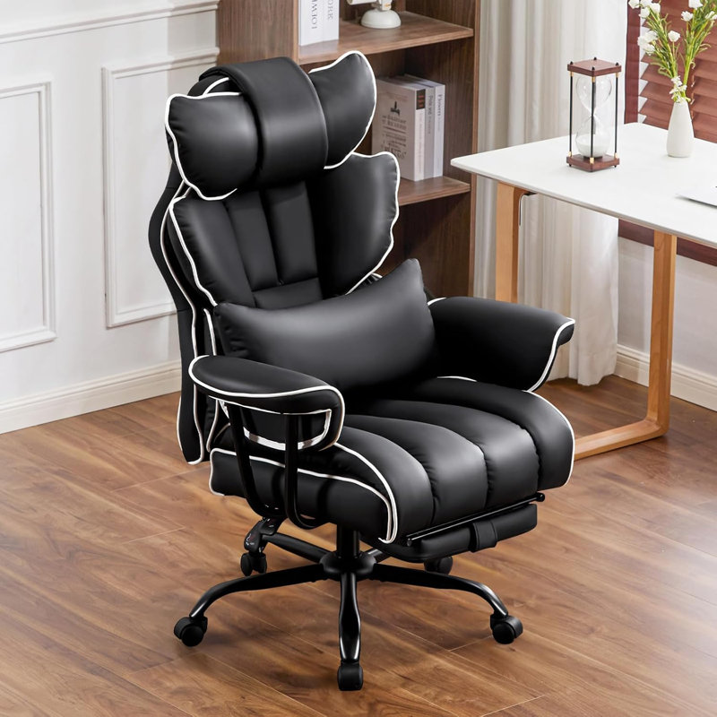 Fauteuil de direction haut dossier avec appui-tête, Noir