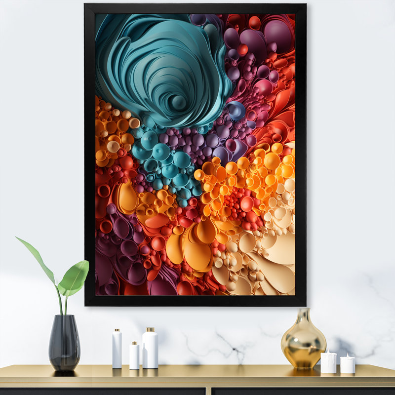Rainbow Reverie Collages III - Abstract Collages, art mural, Cadre photo noir, H 32 po x l 24 po x P 1 po