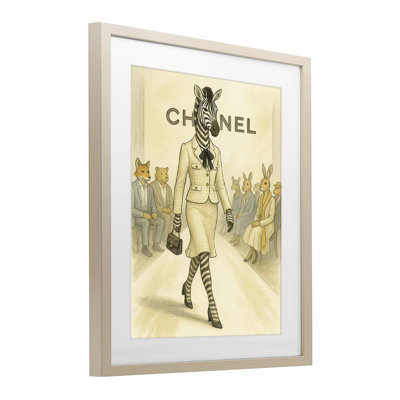 «Fashion Runway Zebra», reproduction sous verre encadrée, design par Grotto Studios