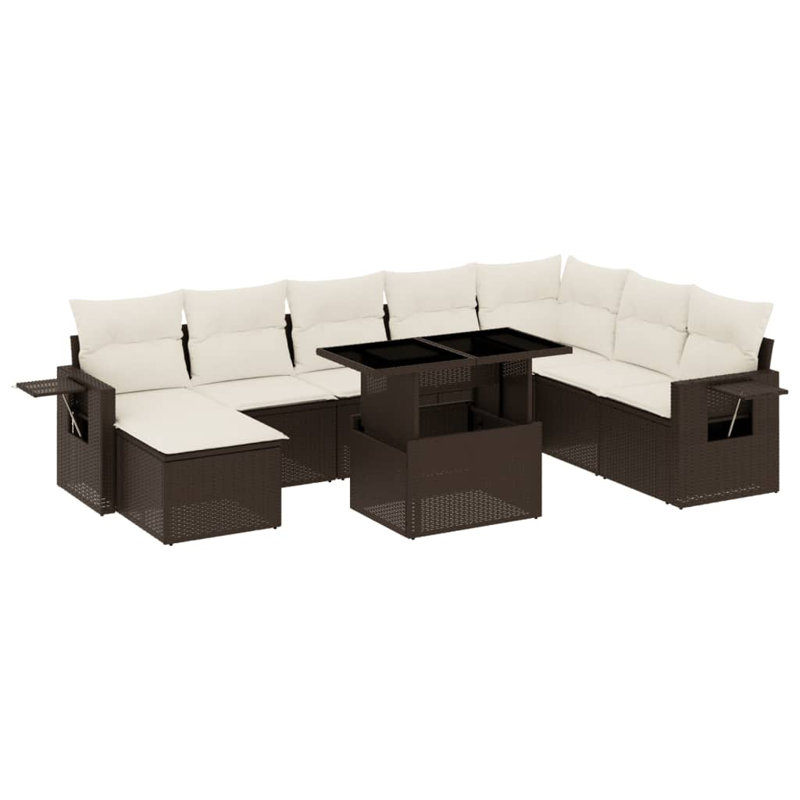 Ensemble de canapé de jardin Vidaxl brun et blanc crème