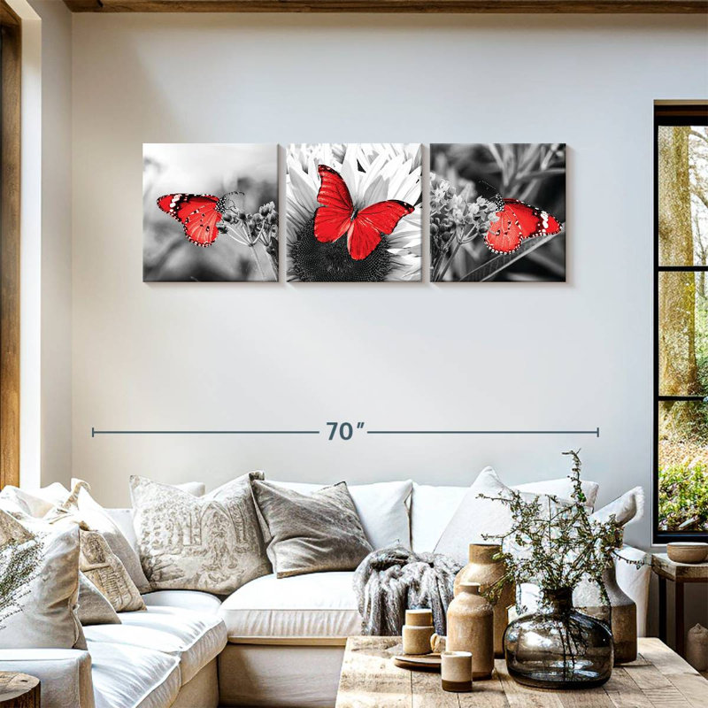 «Butterflies Pop», reproduction sur toile, H 18 po x l 57 po x P 1,25 po