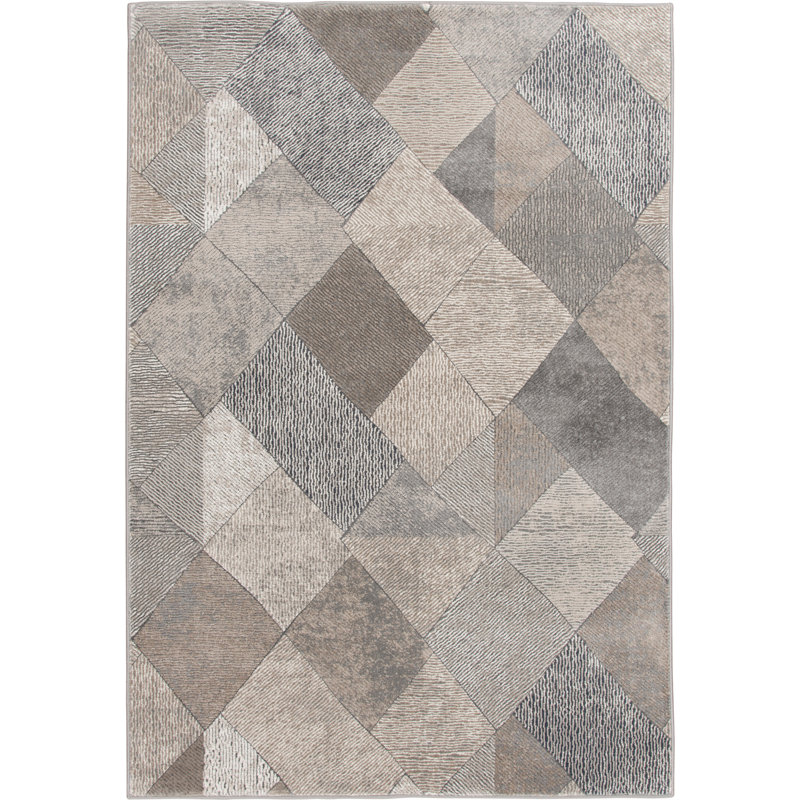 Tapis gris Bungalow Rose Allure Pelinzie, Rectangle 4 pi 11 po x 7 pi 7 po