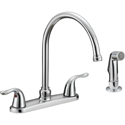 Robinet de cuisine à deux poignées à grande hauteur avec douchette latérale, acier inoxydable, EZ-10201